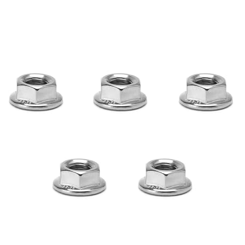 heyous 5PCS Silver Stainless Steel Hex Nut M20 Flange Nut Industrial Fastener Suitable for Mechanical Construction Home Repair
