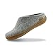 Produktbild GLERUPS Slip On Hausschuhe Damen und Herren mit Gummisohle (Grau) | Unisex Slipper aus Wolle Hausschuhe Frauen Männer