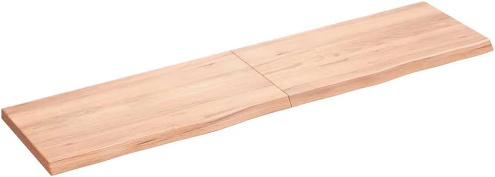 vidaXL Handmade Bathroom Countertop Solid Oak Wood Varnished Surface Medium Brown 63"x15.7"x(0.8"-1.6") Great as Shelf, Cabinet and Table Top'