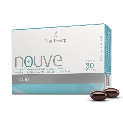 Nouvé Biotina – 30 cápsulas – Suplemento com Vitamina B7 – Auxilia na Manutenção da Pele, Unhas e Cabelos – Mantecorp