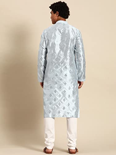 Image of Rajubhai Hargovindas Men's Jacquard Work Kurta Set