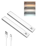 Mirela 人感センサーライト 室内 【2個セット】 充電式 LEDバー キッチン用ライト 25cm クローゼット 3色調色 無段階調光 マグネット式 工事不要 薄型 収納 玄関 廊下
