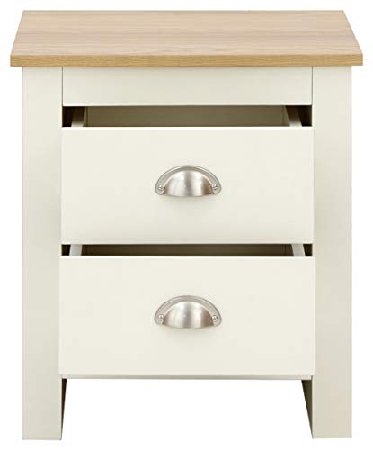 Lancaster Cream with Oak Top Bedroom Furniture - Wardrobes, Chest, Bedside (Bedside Cabinet)