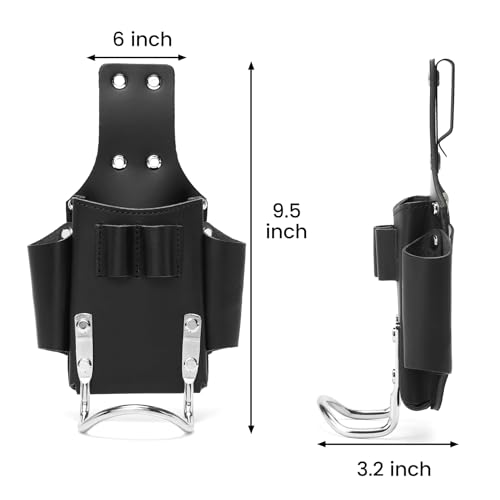 Image of Hammer Holder,Hammer Holder for Belt,Tool Holder Pliers Holster Knife Holster, Hammer Holster Made with Genuine Leather and Heavy-Duty Steel,for Construction Electrician Carpentry Garden Pruning.