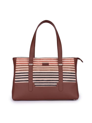 Image of ZOUK Handcrafted Vegan Leather Travel Tote Bag for Women with Multiple Compartments | Spacious Water-Resistant Shoulder Bag for Travel, Vacation, Day Trips |