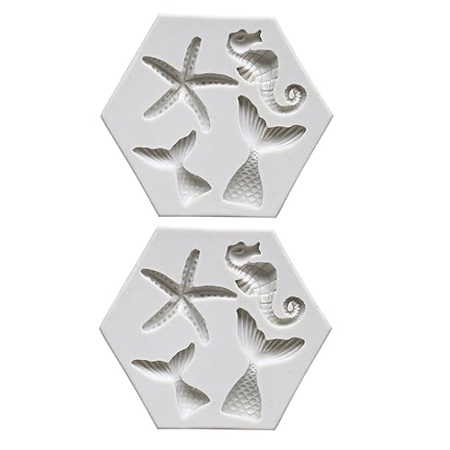 OUNONA 2pcs Silicone Cooking Moulds Life Fondant Shell Moulds Easy to Wash Healthy Choice