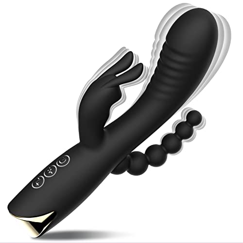 Rabbit Anal Dildo Vibrator With 10 Vibrating Clitoris Stimulator Sex Toy 3 In 1 G Spot Vibrator, Anal Stimulator Massager For Adult Sex Toys Women & Couple Games Silicone Waterproof Rechargeable #TOP5