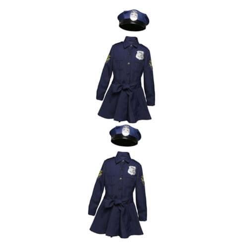 Gadpiparty 2St Barnuniform Flickuniform Barn Rollspel Kostym Flickor Kläder Barn Polis Kostym Barn Kläder Klänning För Flickor Halloween Polis Kostym Tillbehör Polisanvändning Flicka Barn