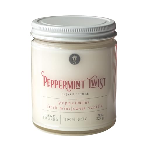 Jarful House Christmas Candle Peppermint Twist | Strong Holiday Home