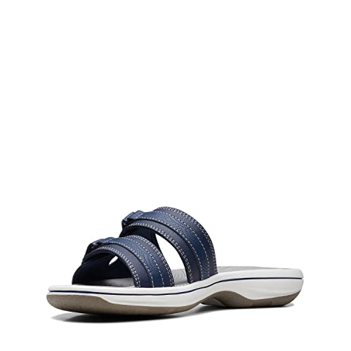 Clarks Cloudsteppers Women's Breeze Piper Slide Sandal, Navy Synthetic, 12 Medium US by Clarks - Used condition - Image 5