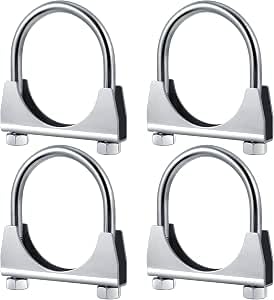 8 Pcs 2" Exhaust Clamp Heavy Duty U-bolt Exhaust Clamp - Saddle Design Muffler Pipe Connector, Tip Hook Clip, Galvanized Iron, Fits 2" Od Pipes (8 Pcs,2")-image-31