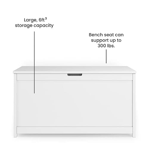Child Craft Harmony 33” Wood Toy Box, Large Storage Chest, Plenty of Storage, 2 Safety Hinges, Standard Ventilation Hole on Back, 6 Cubic Feet of Storage (Matte White)