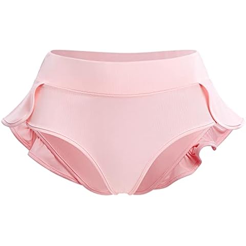 Women's High Waist Ruffle Yoga Shorts Gym Workout Rave Booty Dance Mini Hot Pants Bottoms Active Skirted Panties, Pink, Small Cover