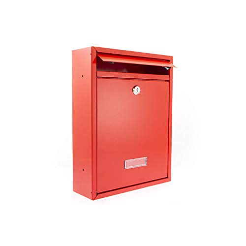 Burg-Wächter MB19R Trent Abschließbarer wetterfester Briefkasten aus verzinktem Stahl, rot, 260x340x88mm