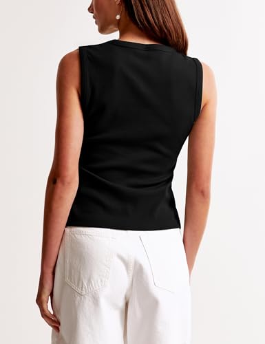BAIGRAM Women Button Down Fitted Ribbed Tank Tops Cute Summer Sleeveless Vest Tops Going Out Y2K Trendy3