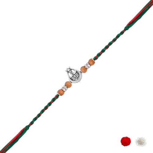 Image of I Jewels Silver Plated Trishul Design Rakhi With Roli Chawal & Rakshabandhan Card for Bro /Brother /Bhai