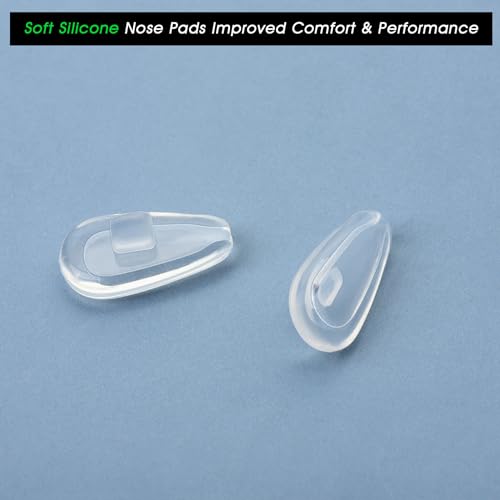 Image of Acefrog 4 Pairs Teardrop Air Bag Cushion Silicone Nose Pads for Oakley Socket 5.5 OX3218, Socket 5.0 OX3217, Socket Ti, Contrail OO4147 Eyeglass, Push-in Nose Piece Replacement, Anti-Slip, Clear