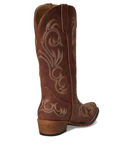 Image of ROPER Womens Riley Embroidered Snip Toe Casual Boots Mid Calf Low Heel 1-2 inch