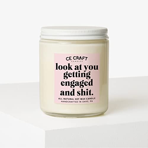 C&E Craft Look At You Getting Engaged & Shit Scented Candle - Champagne Toast Scened Candle - Gift For Engagement, Wedding, Bride - 8 Ounces #TOP1