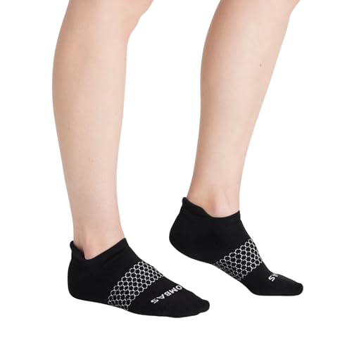 Image of BOMBAS Women's Solid Black Ankle Socks, 6-Pack Cushioned Athletic Low Cut Socks, Size Medium (7.5-11)