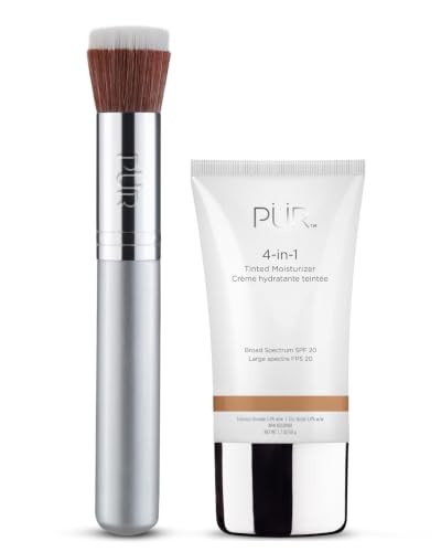 PÜR MINERALS 4-in-1 Tinted Moisturizer With SPF 20 - Hydrating Face Moisturizer, Primer, &amp; Foundation With Shea Butter, Aloe Vera &amp; Vitamin B3 - Vegan Friendly - Free of Paraben, Gluten &amp; BPA