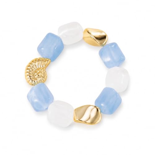 Bracelet élastique étoile de mer et grosses perles pour femme