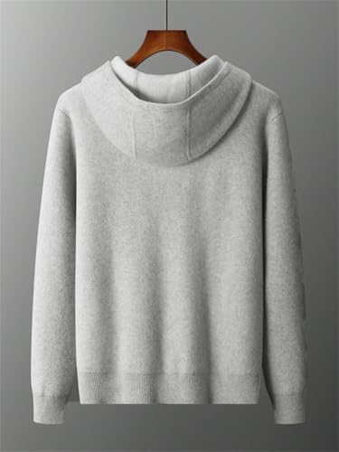 Men’S Thick Cashmere Hooded Knitted Cardigan Crew Neck Long Sleeve Full Zip Basic Casual Sweater3