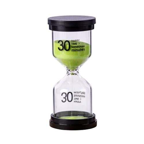 Image of BendJoy 30 Minute Sand Timer Plastic Small Hourglass | Kitchen Timer Clock for Cooking, Classroom & Board Games, Green 30-Min Sand Clock (4.4 x 9.8cm)