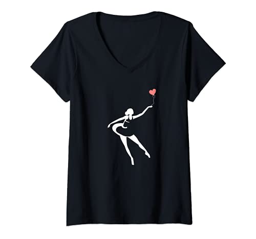 Womens Ballet Dance Ballet Figure Girl Gift Die V-Neck T-Shirt