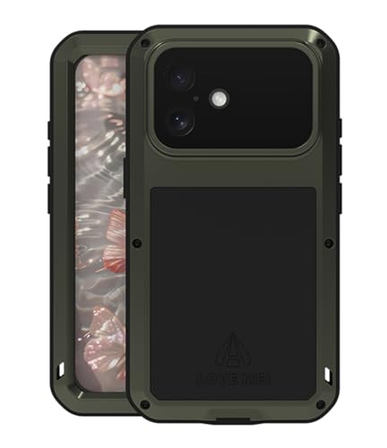 Coque métal iPhone 17 LOVE MEI armure premium antichoc et vitrage trempé vert outdoor