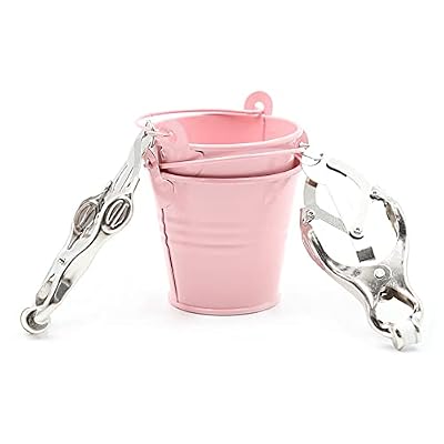 Adjustable Metal Breast Nipple Clips with Bucket Non Piercing Nipple Clamps Sexy Chest Stimulation Jewelry (Pink)