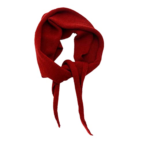 Yizelli 110x32cm Triángulo Patrón Bufanda de Punto para las Mujeres de Color Sólido de Otoño Invierno Cálido Chal (Rojo Vino)