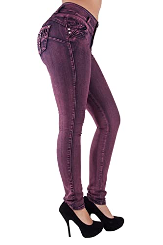 Plus/Junior Size Butt Lift Levanta Cola Skinny Pink Denim Women Jeans4
