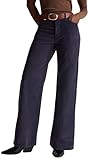 Pantalon en velours 1000 lignes, coupe large, avec logo brodé sur 5 poches