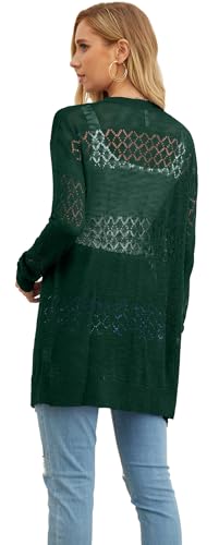 Image of GRECERELLE Lightweight Cardigan Sweaters for Women Crochet Knit Open Front Long Sleeve Loose Casual Boho Summer Beach Coverup