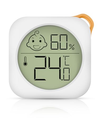 Compacto Termómetro Higrometro Digital para Interior, Mni Termohigrómetro monitor de temperatura ambiente y medidor de humedad, medidor de temperatura y humedad (Blanco)