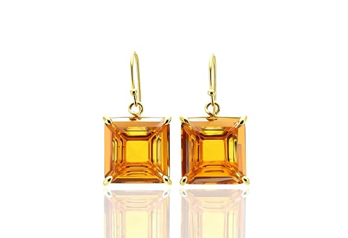 Bijoux de Guérison Citrine Carré Princesse | Finition Haute Joaillerie Fine