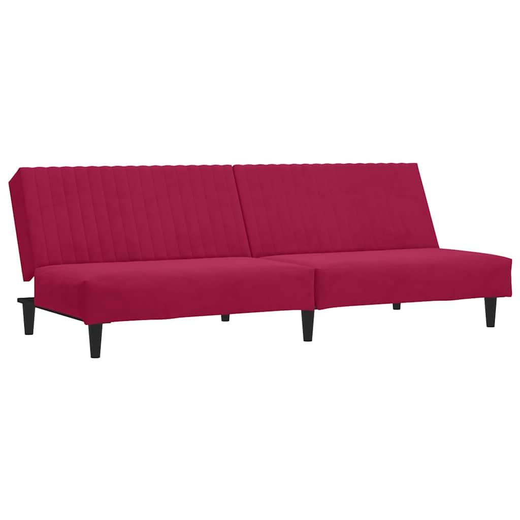 Sofá cama de 2 plazas color rojo vino terciopelo 200 x 84,5 x 69 cm, sofá cama plegable con marco de madera, mini sofá para salón, habitación de invitados, oficina
