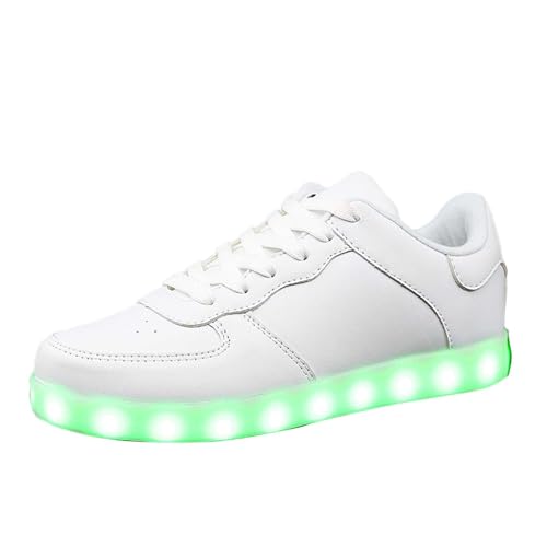 Scarpe carine con luci a LED, unisex, scarpe da ginnastica lampeggianti luminose con ricarica USB, stringate, scarpe da ballo classiche in nylon da donna, bianco, 38.5 EU