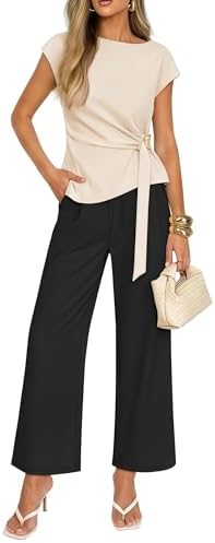 ZESICA Women's 2026 Summer 2 Piece Outfit Sets Casual Short Sleev...