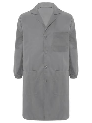 Image of FEESHOW Men Women Work Coat Dustproof Jacket Resistant Blouse Long Sleeve Top Factory Lab Coat