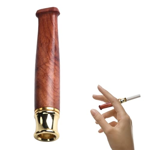 XFYKSTT Boquilla Cigarrillo, Boquilla Cigarrillo de Madera, Boquilla de cigarrillos, filtro de enfriamiento de metal en el interior, compatible con cigarrillos regulares, Rojo