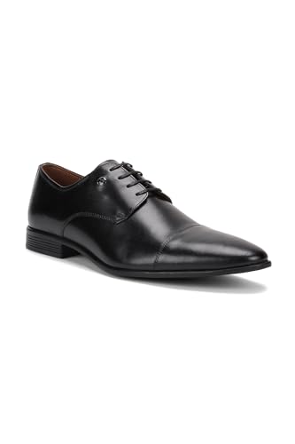 Image of Louis Philippe Men Premium Leather Breathable Lining Material Anti Slip with Heel TPR Sole Formal Derby Shoes