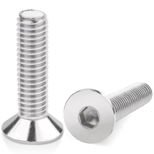 20Pcs M6 (6mm x 30mm) Hex Socket Countersunk Machine Screws, M6 Countersunk Bolts 30mm, Leryati Din7991 A2-Stainless Steel Hexs Countersunks Screws - Countersunks Hexs Bolts