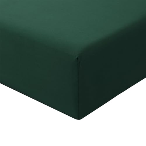 RUIKASI Lenzuolo con Angoli Due Piazze Matrimoniale - Oeko Tex Lenzuola Sotto con Angoli ed Elastico per Letto in Microfibra, 180x200 Verde Scuro