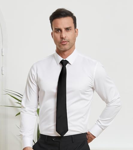 Image of DecTwig Men's Ties Solid Color Formal Neckties 3.15 inch (8CM) Black Ties For Men