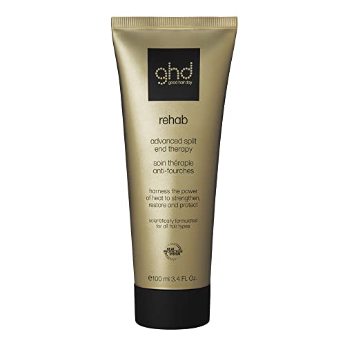 ghd Rehab - Heat Activated Protection Cream and Split End Treatment, Hair Styling Heat Protectant, Protect and Strengthen Damaged Hair Fibres, 100ml for All Hair Types