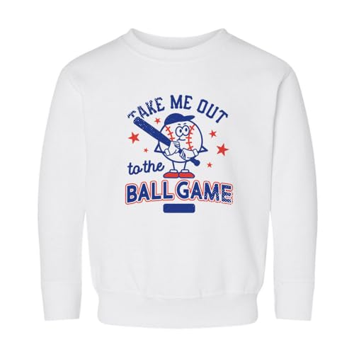 Take Me Out To The Ball Game Kids Sweatshirt Toddler 4T White