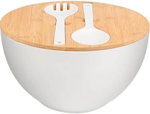 Salad Bowl with Lid, 12" Extra Large Bamboo Fiber Salad Bowl with...