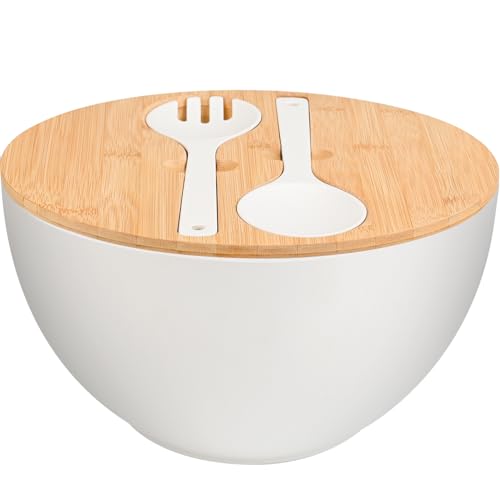 LOVYANXUE Salad Bowl with Lid, 12" Extra Large Bamboo Fiber